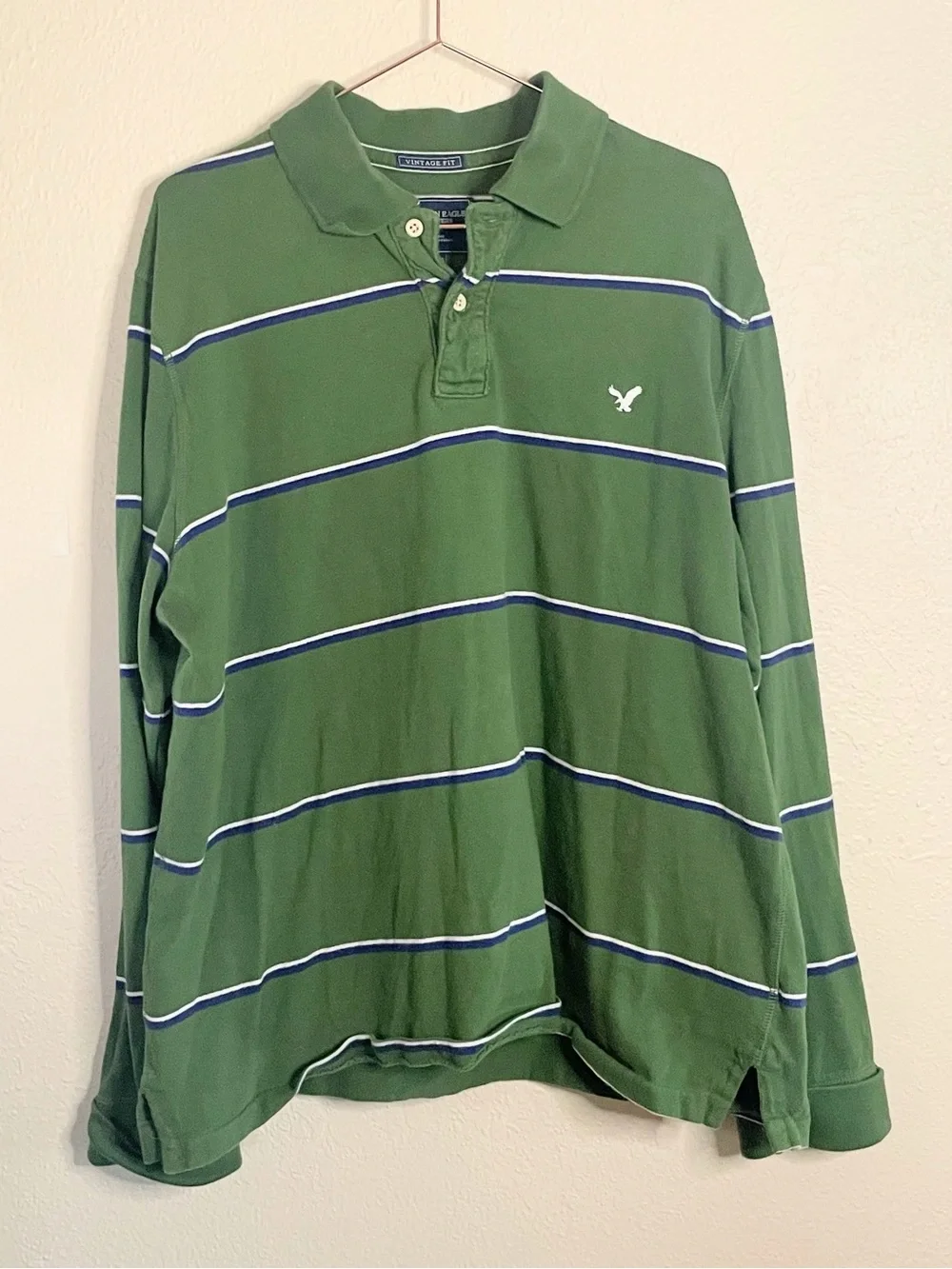 American Eagle Vintage Fit Green Rugby Polo XXL